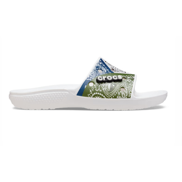 Classic Crocs BANDANA Slides w/ Jibbitz Flip Flops |  Mens 11, NEW! - Picture 5 of 6